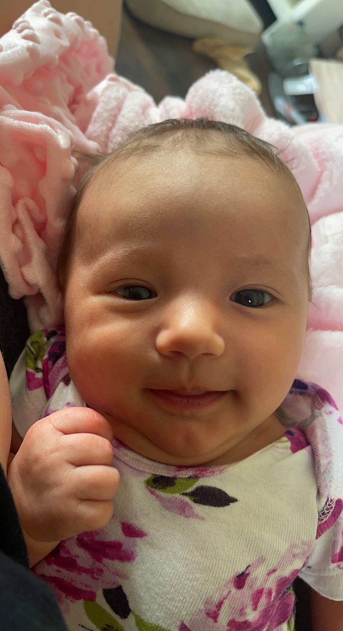 Oaklee joined the competition — help win amazing prizes! baby, cheek, chin, ear, eye, eyebrow, eyelash, face, facial_expression, forehead, gesture, happy, head, iris, lip, mouth, nose, person, product, skin