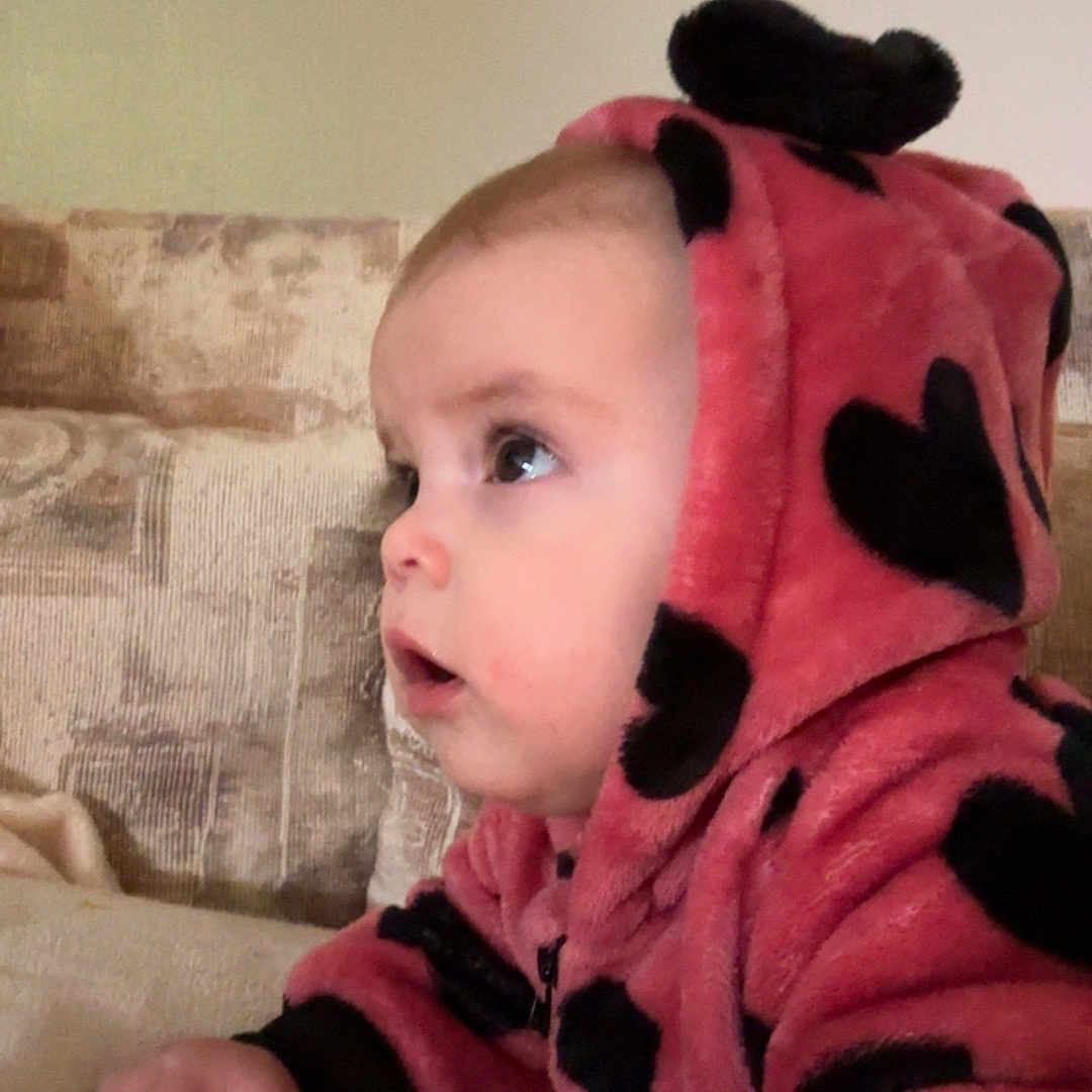 Annalisia joined the competition — help win amazing prizes! baby, blanket, bodypart, clothing, couch, cushion, face, finger, furniture, hand, head, homedecor, hood, hoodie, knitwear, person, photography, portrait, sweater, sweatshirt