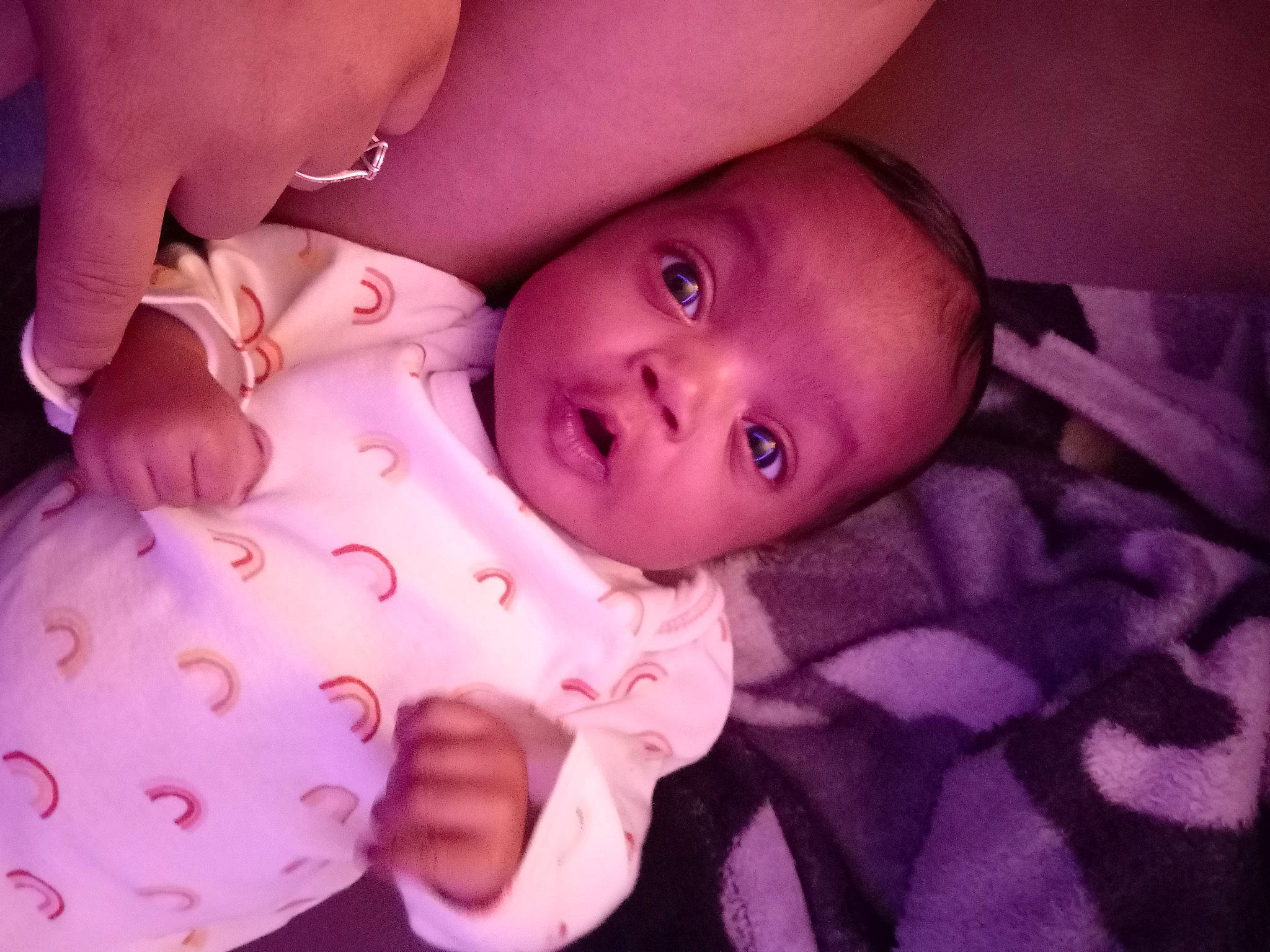 Aila joined the competition — help win amazing prizes! arm, baby, cheek, chin, comfort, ear, eye, gesture, hair, hand, head, human_body, iris, lip, mouth, nose, person, purple, skin, smile