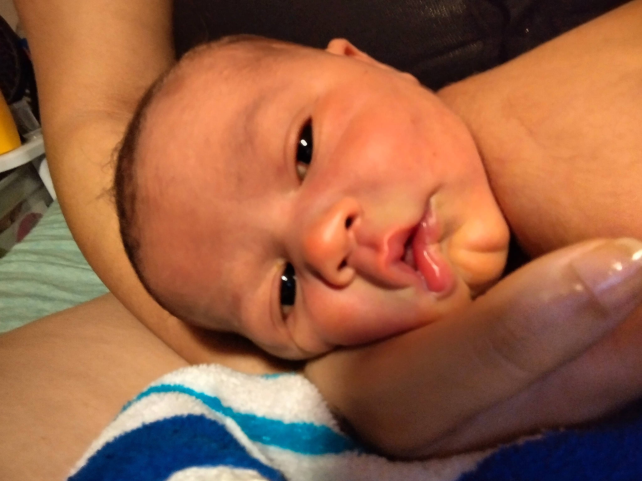 Jasper joined the competition — help win amazing prizes! baby, blue, cheek, comfort, ear, eyebrow, eyelash, finger, gesture, happy, human_body, iris, lip, mouth, neck, nose, person, skin, smile, thumb