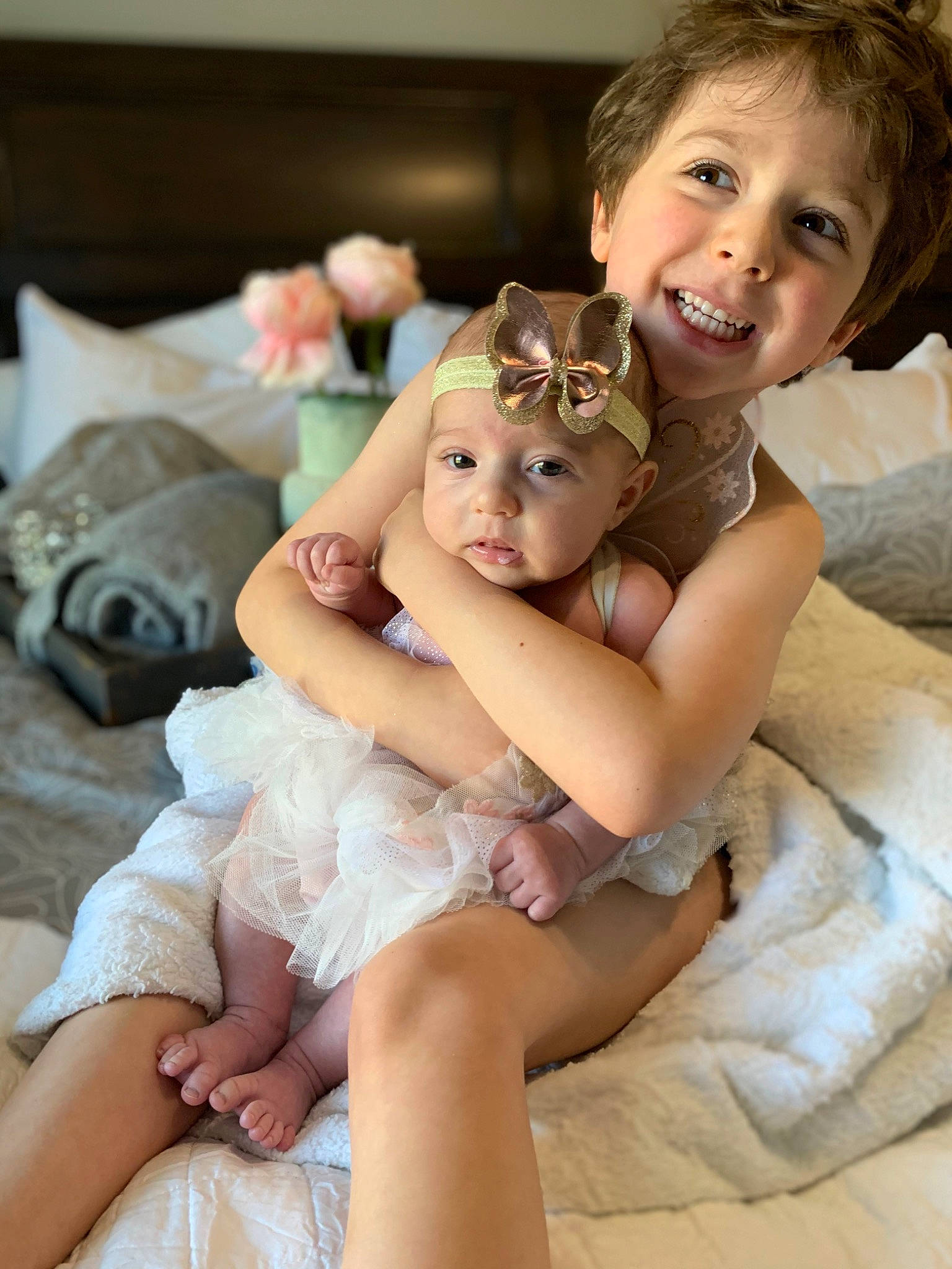 Gray joined the competition — help win amazing prizes! baby, cheek, child, ear, fun, happy, headwear, joy, leg, people, person, photography, sibling, sitting, skin, smile, toddler