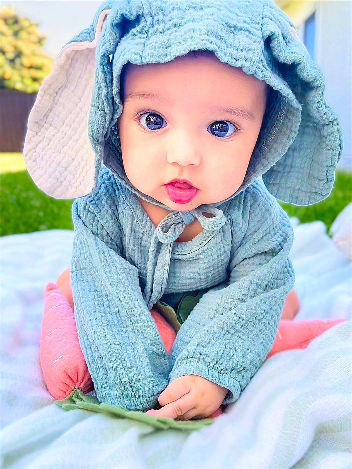 Angelo is registered to the contest to win money with this photo: baby, baby_toddler_clothing, cap, cheek, child, clothing, electric_blue, eye, face, fun, grass, happy, headgear, headwear, lip, outerwear, person, photograph, skin, sleeve