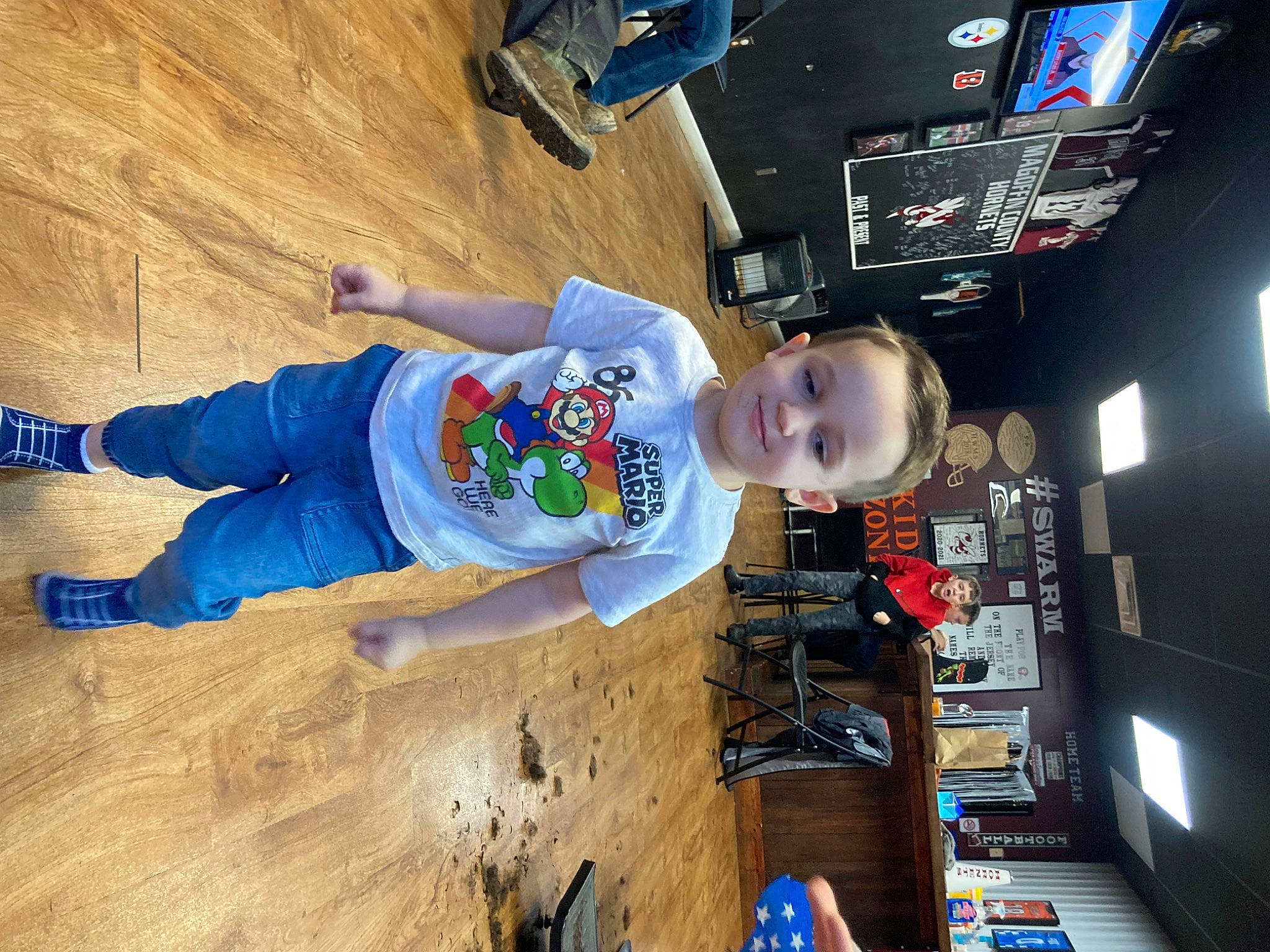 Hayden joined the competition — help win amazing prizes! child, flooring, fun, happy, hardwood, joy, machine, person, play, recreation, room, t_shirt, toddler, varnish, wood, wood_flooring, wood_stain, world