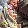 Oakley joined the competition — help win amazing prizes! baby, newborn, sleeping, infant, child, portrait, bed, blanket, floral_blanket, pillow, pink_shirt, indoors, cozy, peaceful, resting, face, closed_eyes, soft_lighting, home, nap