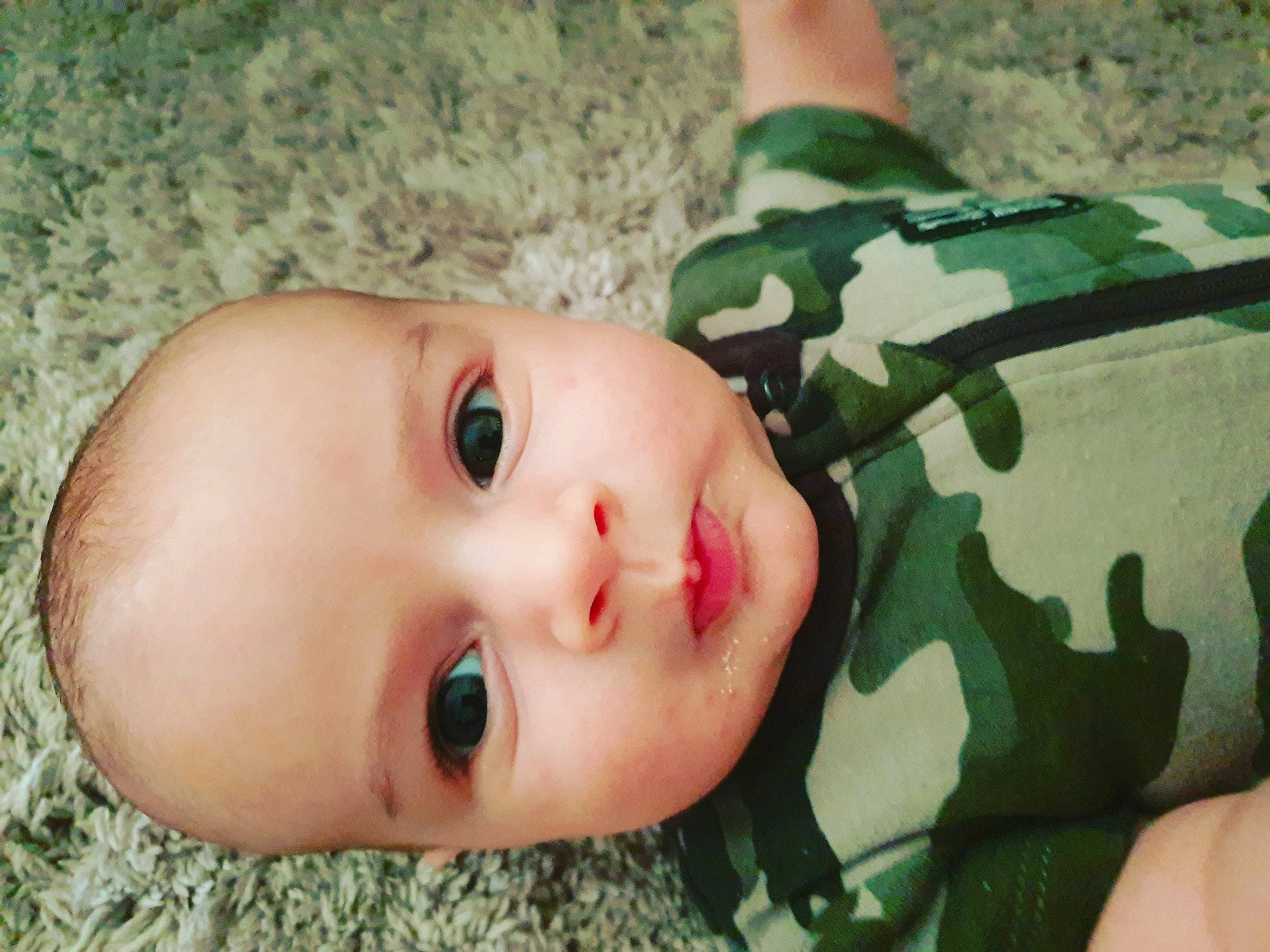 Madden is registered to the contest to win money with this photo: baby, cheek, child, chin, eye, face, forehead, head, lip, mouth, nose, person, skin, toddler