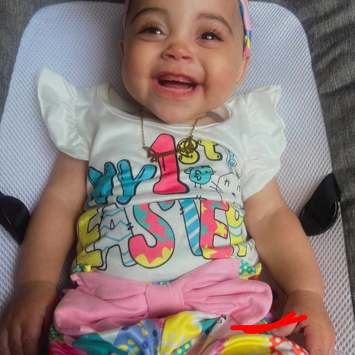 Jermani Davis is registered to the contest to win money with this photo: baby, baseballcap, cap, chair, clothing, cushion, face, furniture, happy, hat, head, homedecor, laughing, person, photography, portrait, shorts, sitting, smile, t_shirt