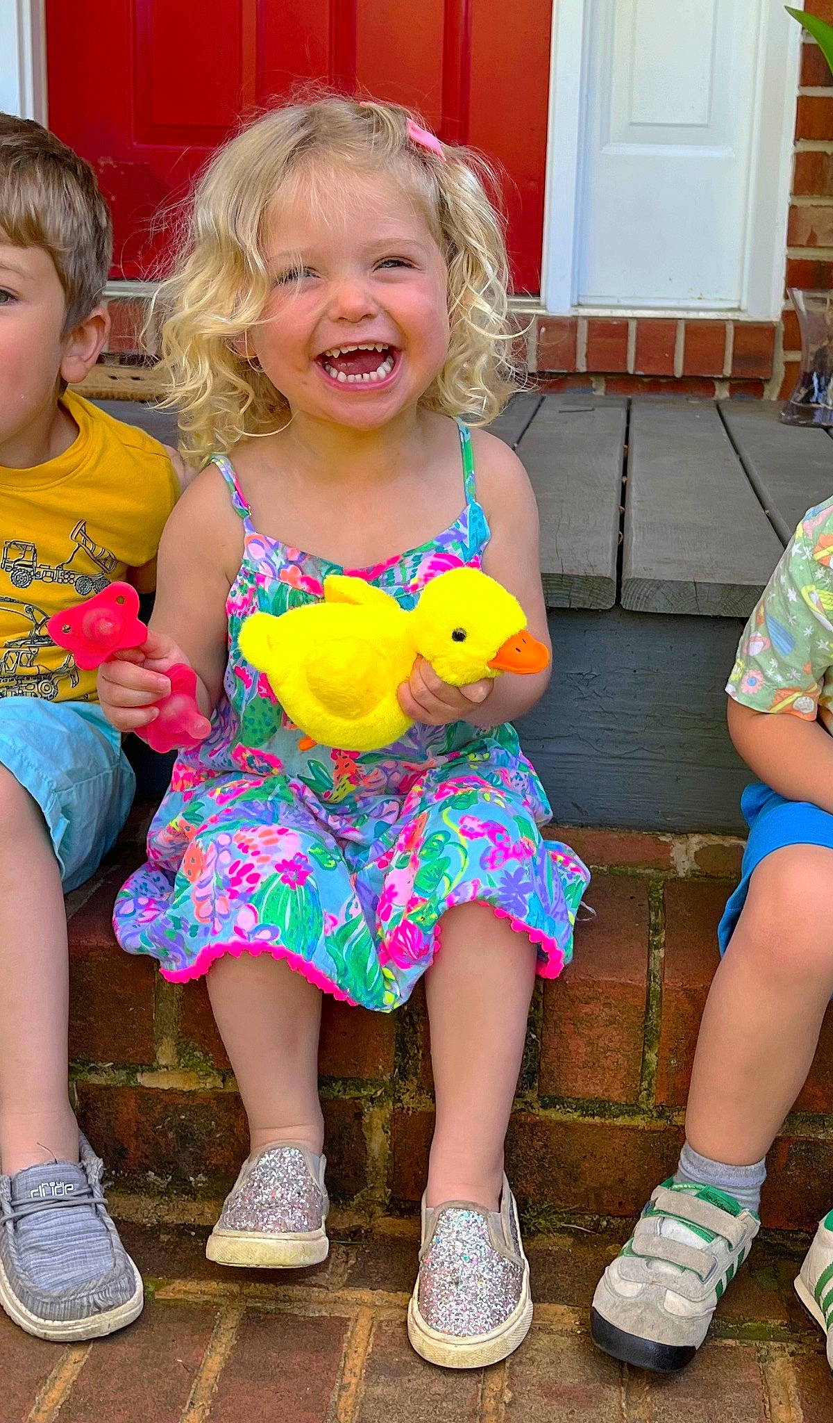 Carolina Reese joined the competition — help win amazing prizes! baby_toddler_clothing, blond, blue, child, event, face, fun, grass, happy, head, joy, leg, leisure, magenta, person, pink, recreation, shoe, smile, summer