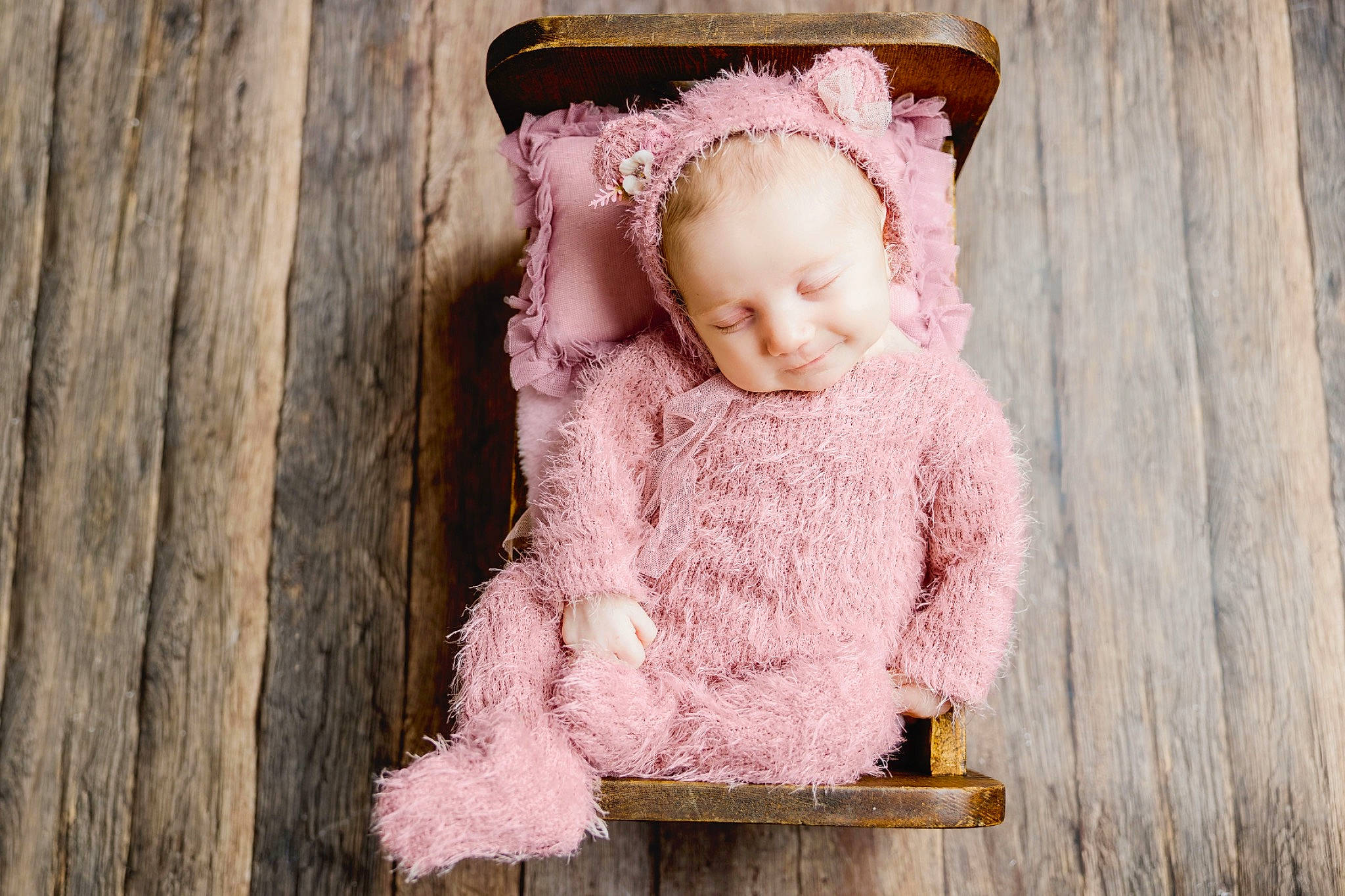 Kambrie joined the competition — help win amazing prizes! baby, baby_products, baby_toddler_clothing, child, dress, fashion_accessory, fur, hair_accessory, happy, magenta, outerwear, pattern, peach, person, pink, sleeve, smile, toddler, wood, wool