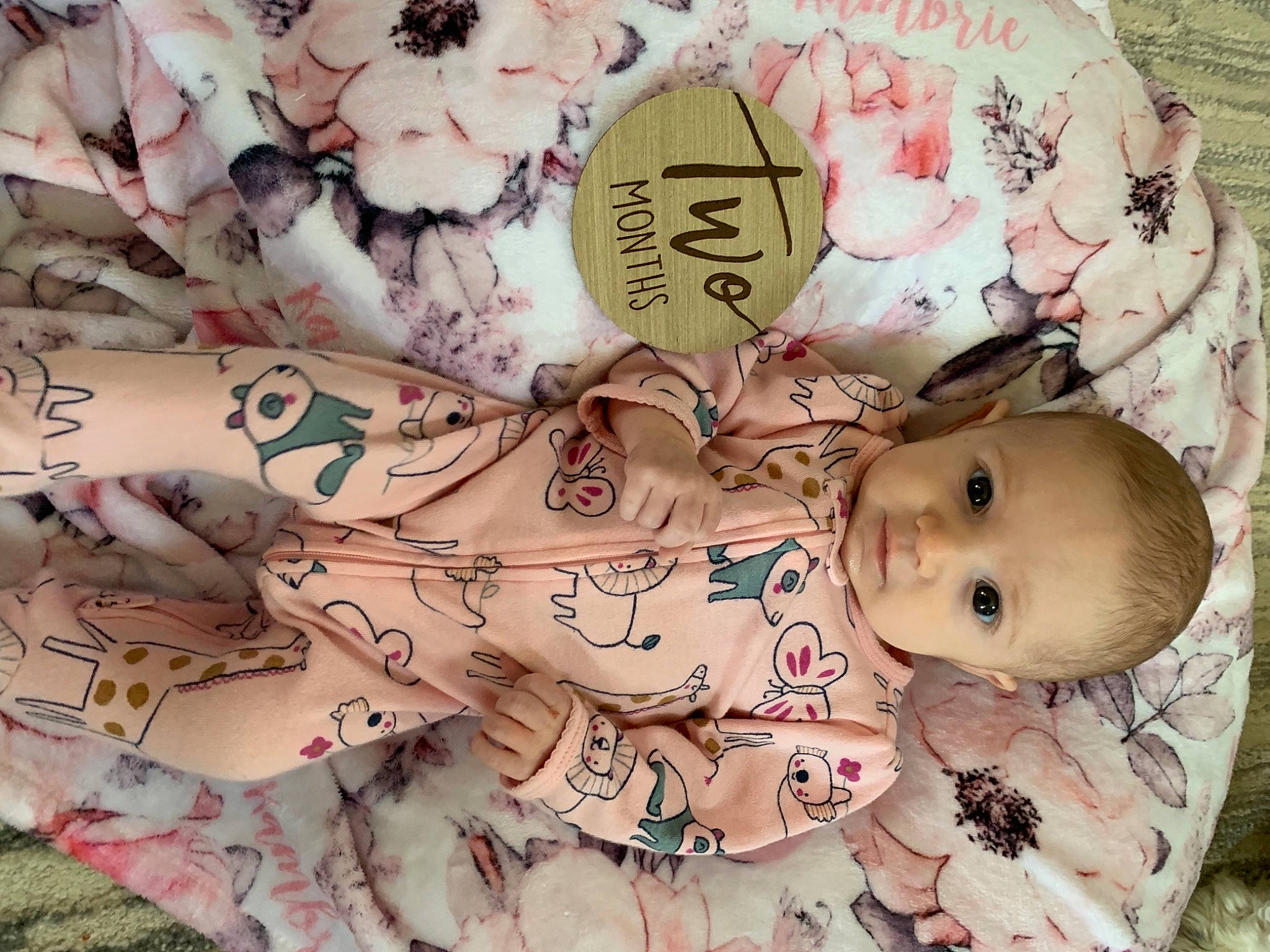 Kambrie is registered to the contest to win money with this photo: baby, baby_products, baby_toddler_clothing, cheek, child, comfort_food, fashion_accessory, font, happy, head, linens, pattern, peach, person, pink, plant, room, rose, textile, toddler