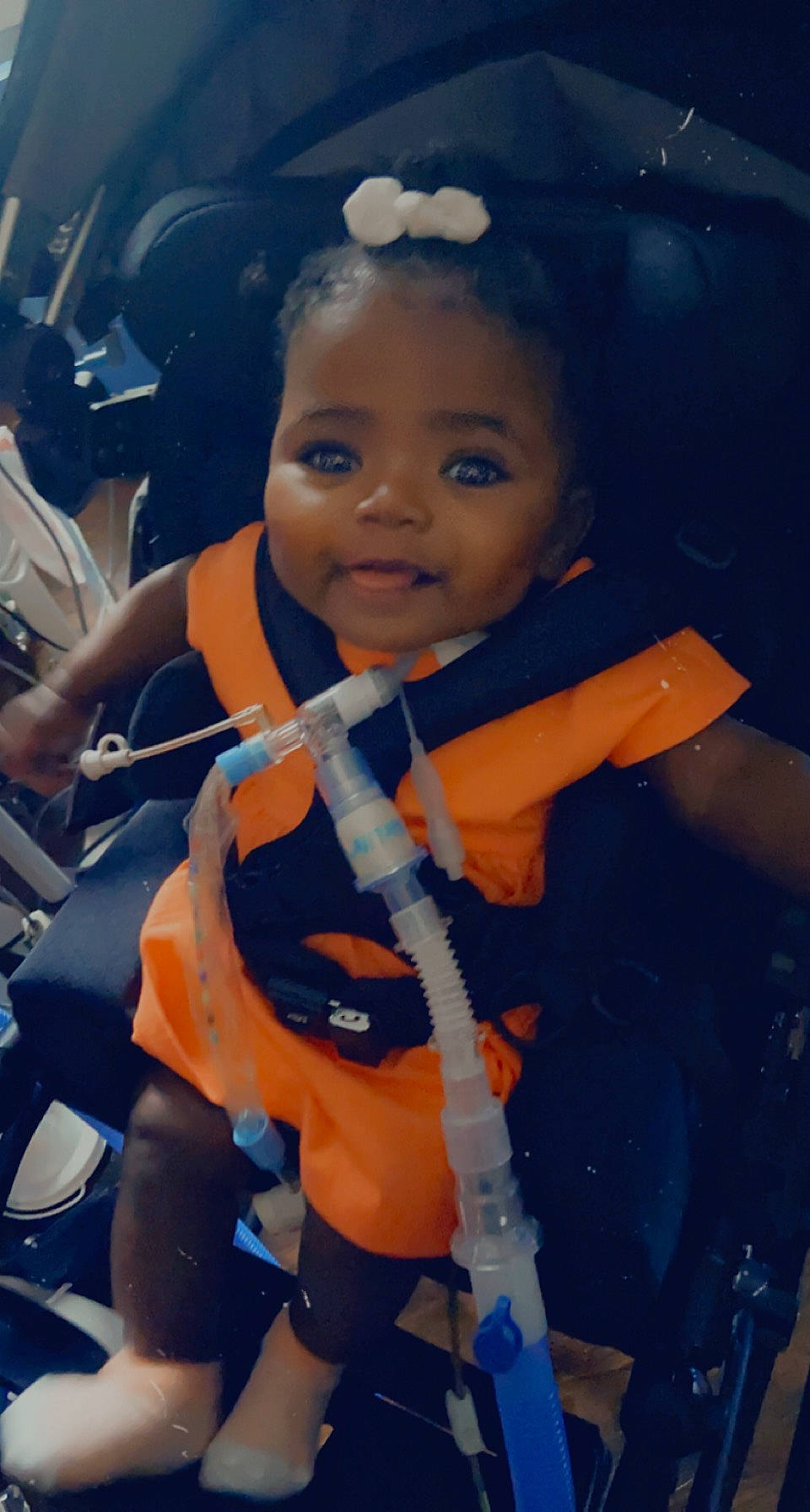 Aniyah joined the competition — help win amazing prizes! azure, baby, baby_products, black_hair, child, cool, electric_blue, flash_photography, fun, hairstyle, happy, iris, leisure, organ, person, personal_protective_equipment, skin, t_shirt, toddler, vacation