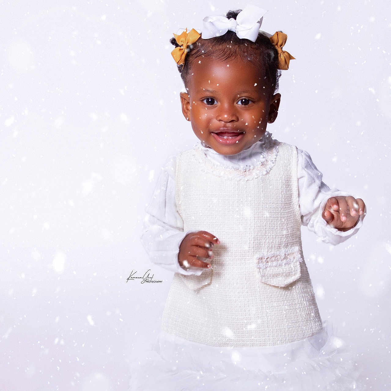 Zuri joined the competition — help win amazing prizes! accessories, baby, bodypart, clothing, dress, face, finger, formalwear, hand, happy, head, longsleeve, nature, outdoors, person, photography, portrait, sleeve, smile, snow