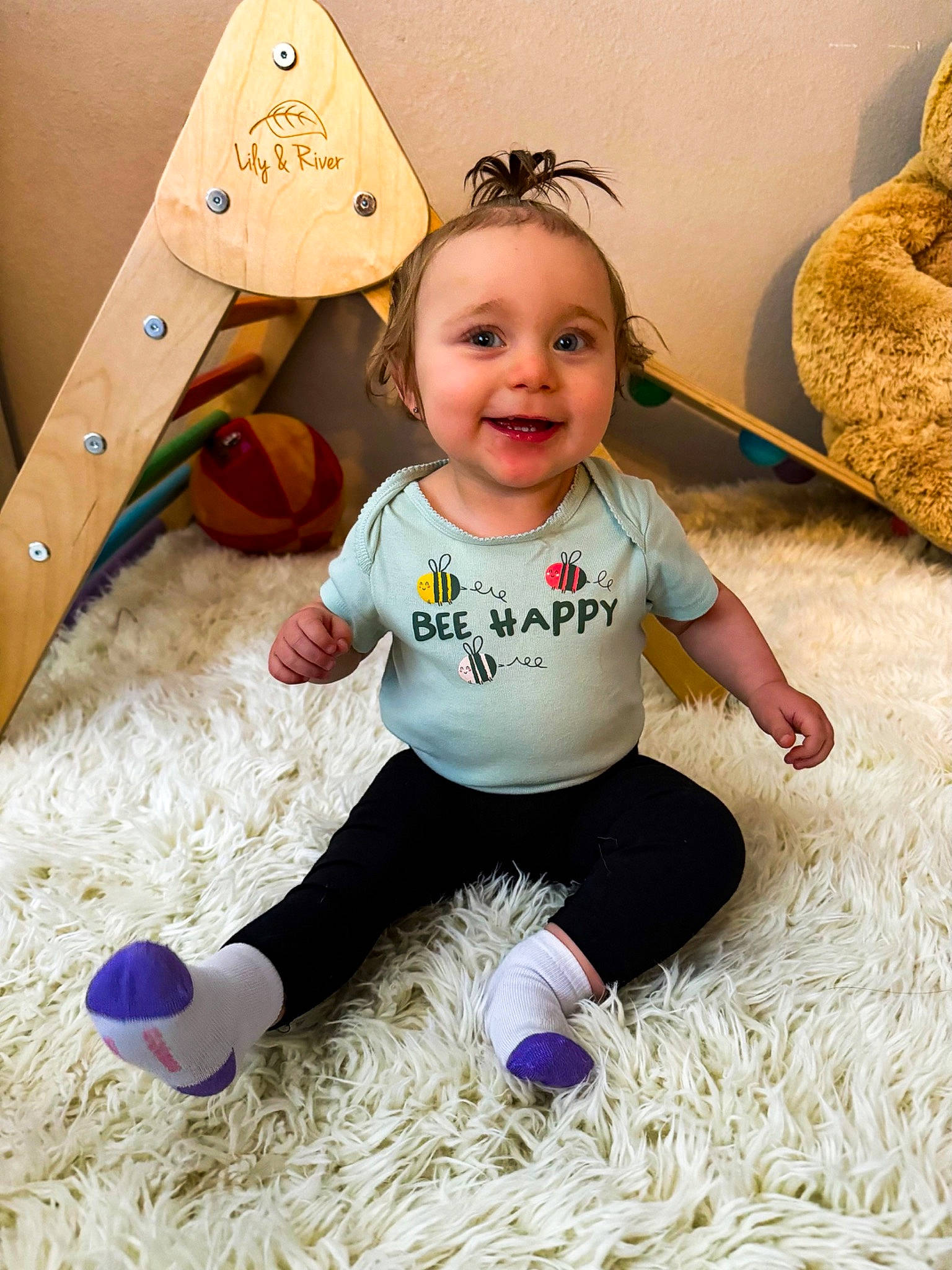 Adalynn joined the competition — help win amazing prizes! baby, baby_playing_with_toys, baby_toddler_clothing, child, floor, flooring, fun, grass, happy, joy, leg, leisure, person, play, sitting, smile, sock, sweatpant, t_shirt, toddler