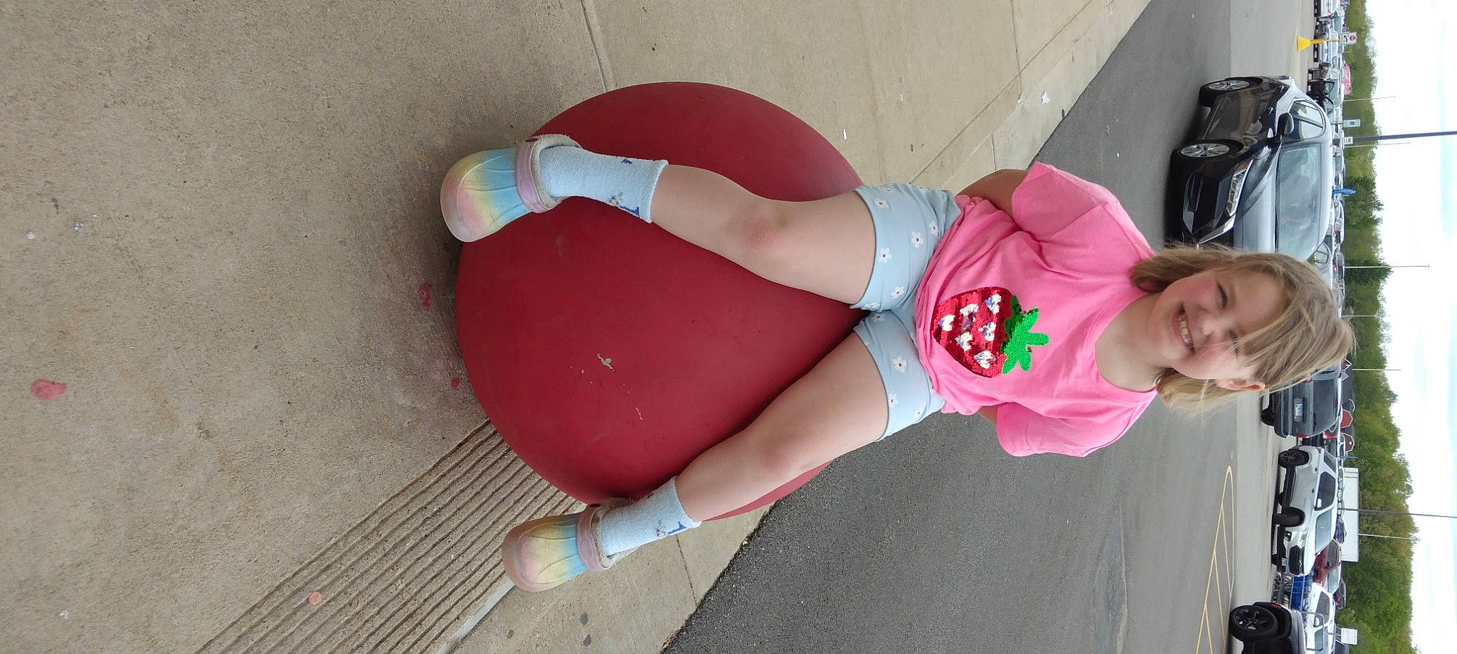 Lillian joined the competition — help win amazing prizes! abdomen, calf, elbow, eyewear, foot, footwear, hat, human_leg, joint, joy, knee, magenta, orange, person, pink, sandal, shorts, sock, sportswear, thigh