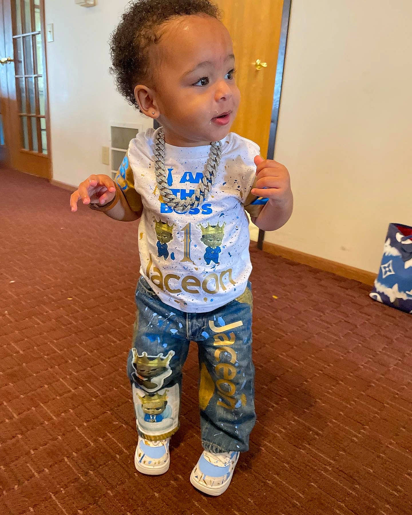 Jaceon joined the competition — help win amazing prizes! baby, baby_toddler_clothing, cheek, child, door, fashion_design, floor, flooring, fun, happy, hardwood, houseplant, pajamas, pattern, person, play, sleeve, t_shirt, toddler, varnish