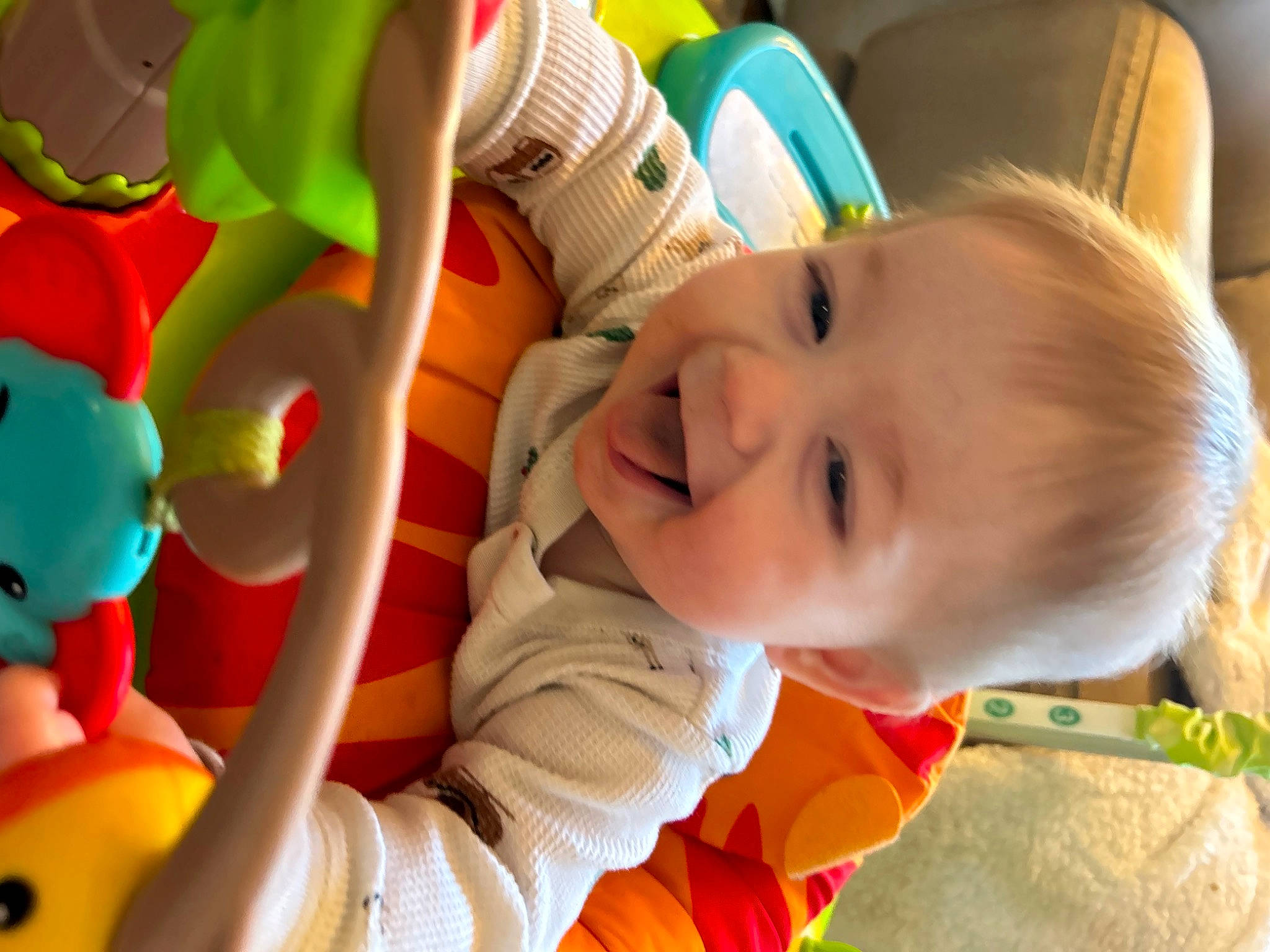 Stephen joined the competition — help win amazing prizes! baby, baby_toddler_clothing, cheek, eye, facial_expression, fun, happy, head, human, joy, mammal, mouth, nose, orange, organ, person, product, skin, smile, textile