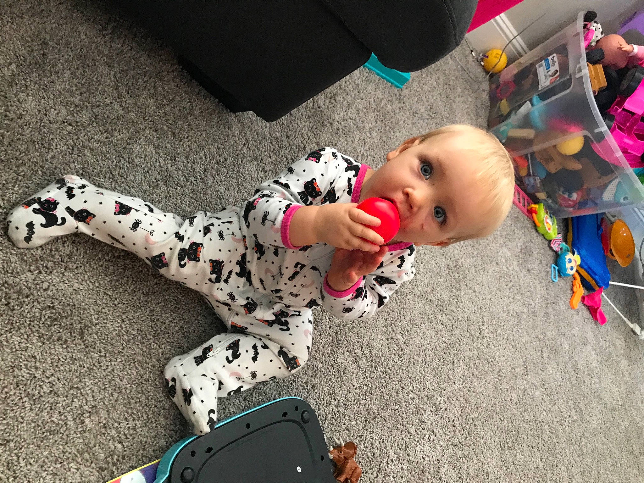 Brylee joined the competition — help win amazing prizes! active_pants, baby, baby_products, baby_toddler_clothing, baby_toys, child, everyday_carry, nightwear, pajamas, person, plastic, play, sock, surprise, toddler, toy