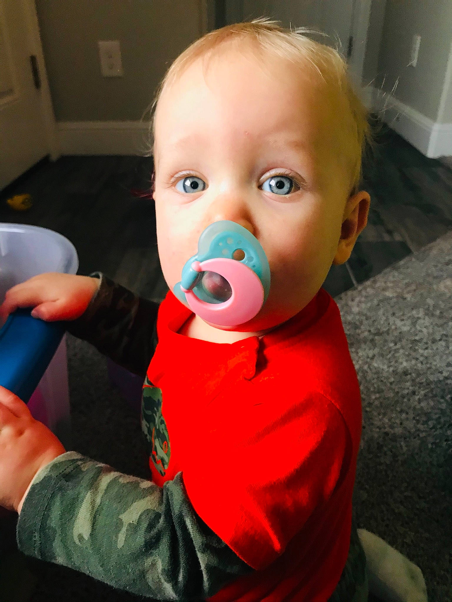 Braxtyn joined the competition — help win amazing prizes! baby, baby_products, baby_toddler_clothing, cheek, child, curious, nail, person, plastic_bottle, toddler