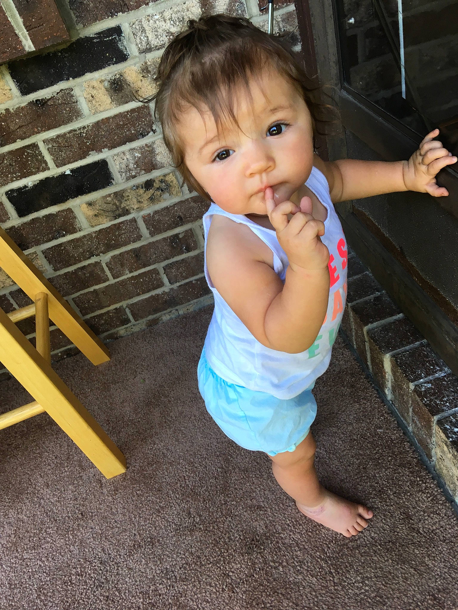 Braylynn is registered to the contest to win money with this photo: baby, child, leg, person, play, sitting, skin, standing, toddler