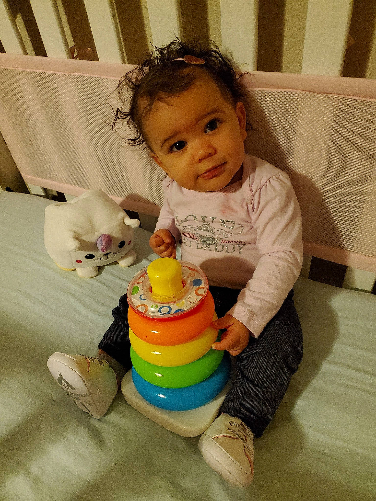 Mira is registered to the contest to win money with this photo: baby, baby_bottle, baby_products, child, person, play, product, sitting, skin, smile, toddler, toy