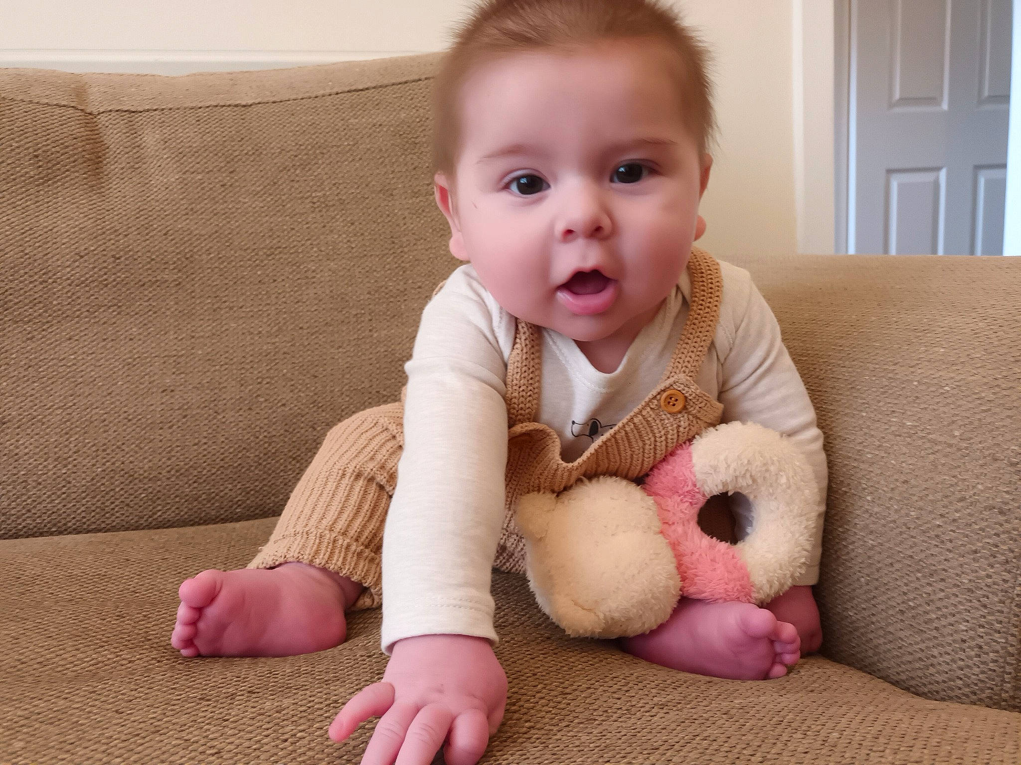 Diego joined the competition — help win amazing prizes! arm, baby, baby_toddler_clothing, cheek, comfort, eye, face, finger, flooring, happy, head, human_body, iris, leg, nose, person, pink, skin, toddler, toy