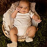 Atticus joined the competition — help win amazing prizes! baby, infant, basket, blanket, cozy, cute, fist, greenery, laying, newborn, person, portrait, sock, soft, warm, wood, young, indoors, sleepwear, smile