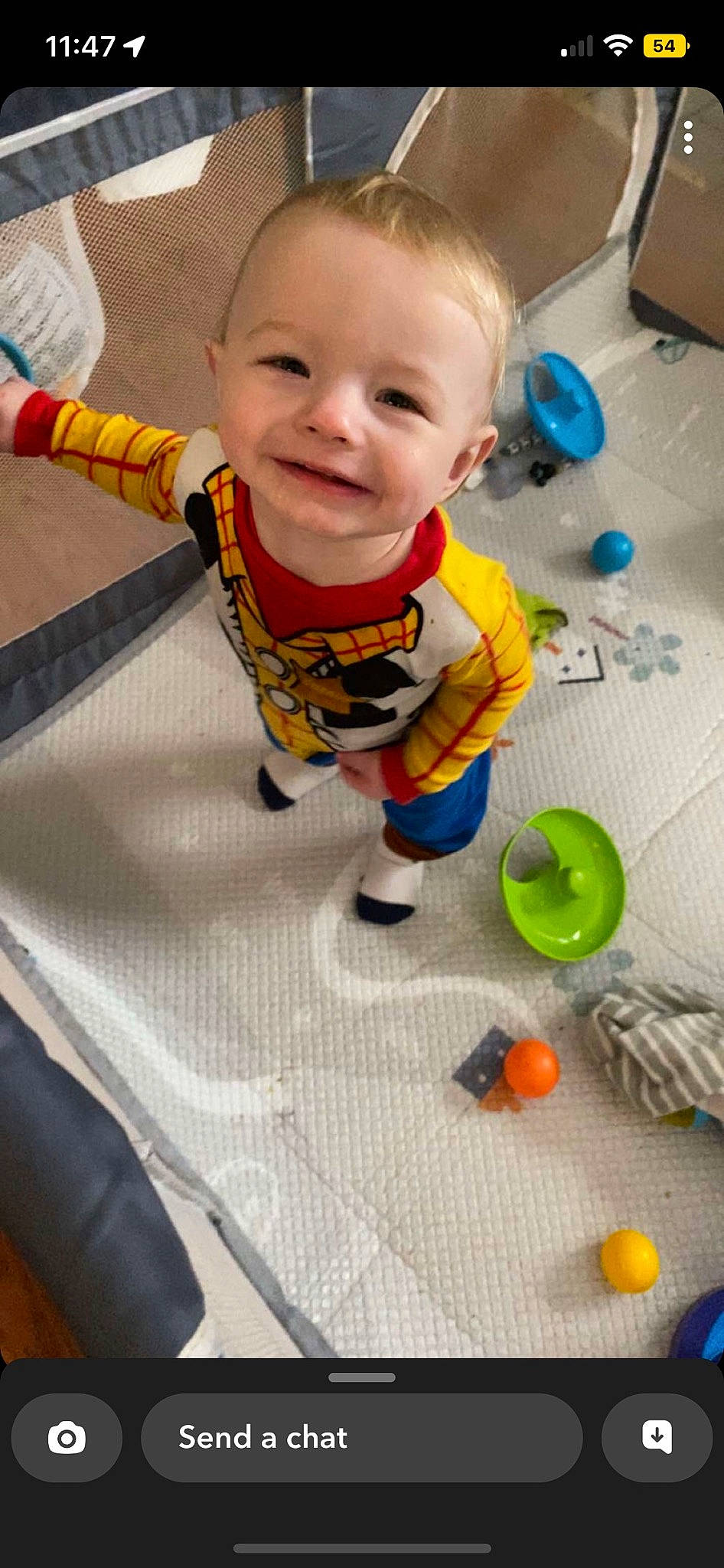 Graysen joined the competition — help win amazing prizes! baby, baby_toddler_clothing, cheek, child, face, floor, flooring, fun, head, joy, mouth, nose, orange, person, photograph, product, skin, sleeve, smile, snapshot