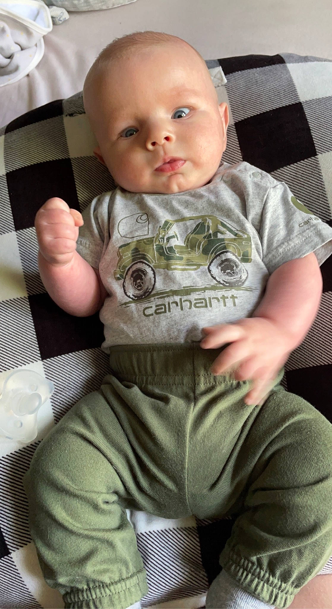 Graysen joined the competition — help win amazing prizes! arm, baby, baby_products, baby_toddler_clothing, cheek, child, clothing, comfort, eye, eyelash, finger, hair, leg, lip, mouth, person, sitting, skin, sleeve, t_shirt