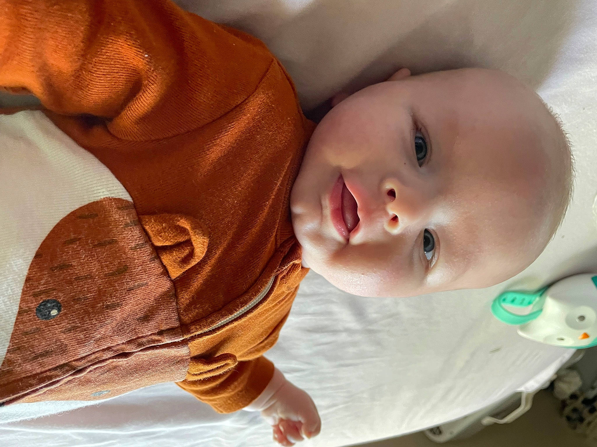 Graysen is registered to the contest to win money with this photo: baby, baby_toddler_clothing, cheek, child, collar, comfort, eye, gesture, happy, iris, lip, mammal, mouth, nose, person, product, skin, sleeve, smile, textile