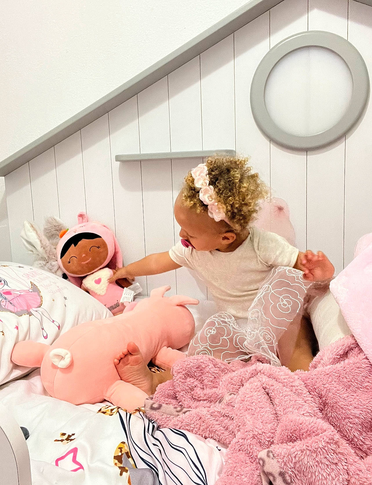 Kamari joined the competition — help win amazing prizes! bridal_accessory, child, comfort, embellishment, event, fashion_accessory, fashion_design, formal_wear, fun, gesture, gown, happy, headpiece, magenta, pattern, peach, person, pink, room, sleeve