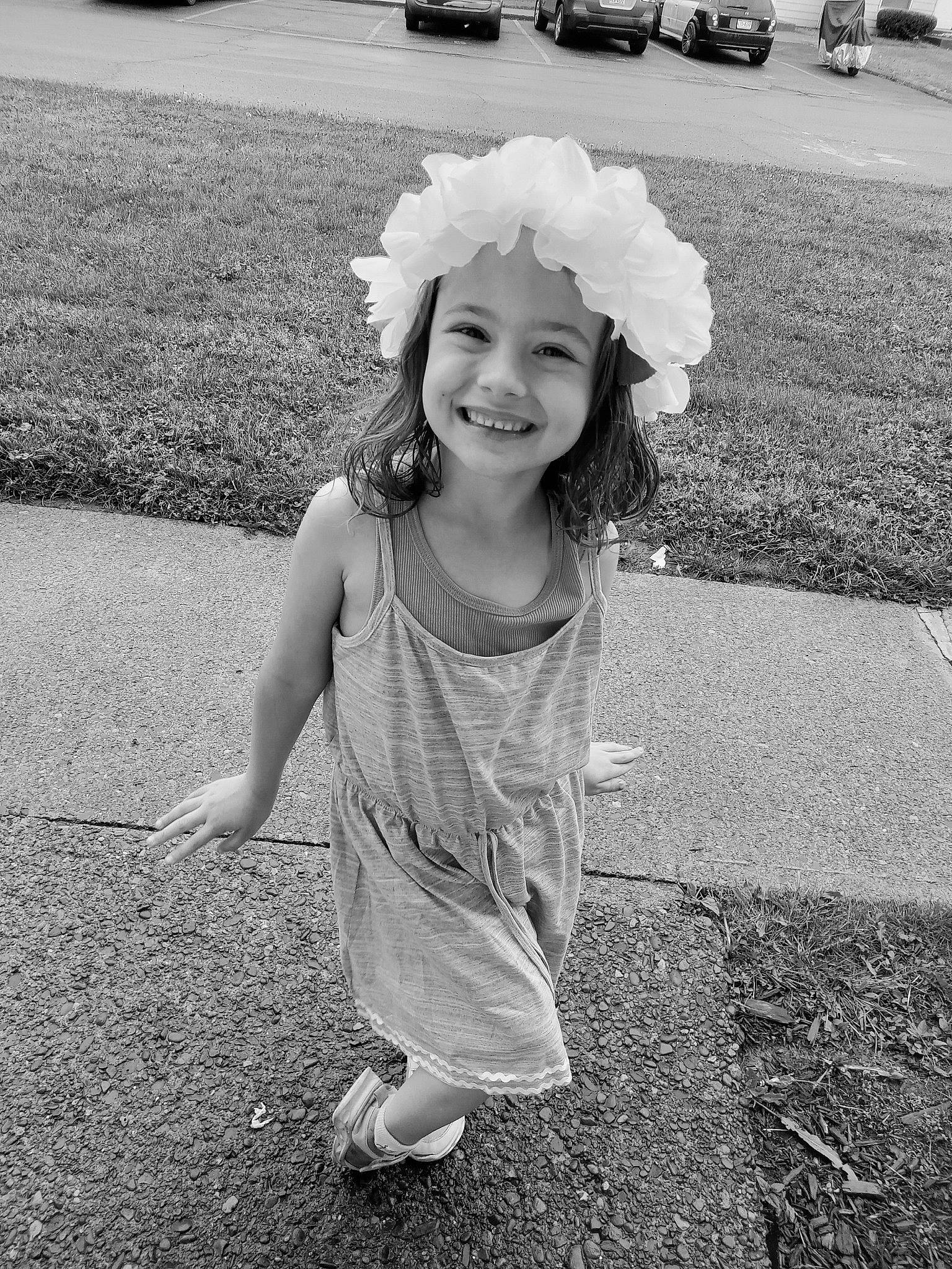 Chrysanthemum joined the competition — help win amazing prizes! asphalt, black, black_and_white, cool, daytime, flash_photography, gesture, grass, hairstyle, happy, headwear, human, joy, person, photograph, plant, road_surface, smile, standing, style