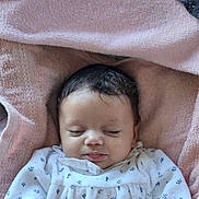 Soana participe au concours pour gagner de l'argent avec cette photo : baby, sleeping, blanket, soft, pink, white, cozy, infant, face, peaceful, clothing, cute, child, portrait, resting, indoors, newborn, comfort, warm, toddler