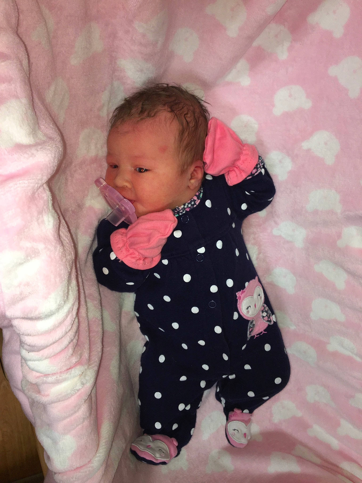 Wynter joined the competition — help win amazing prizes! baby, baby_toddler_clothing, cheek, child, design, pattern, person, pink, polka_dot, skin, toddler