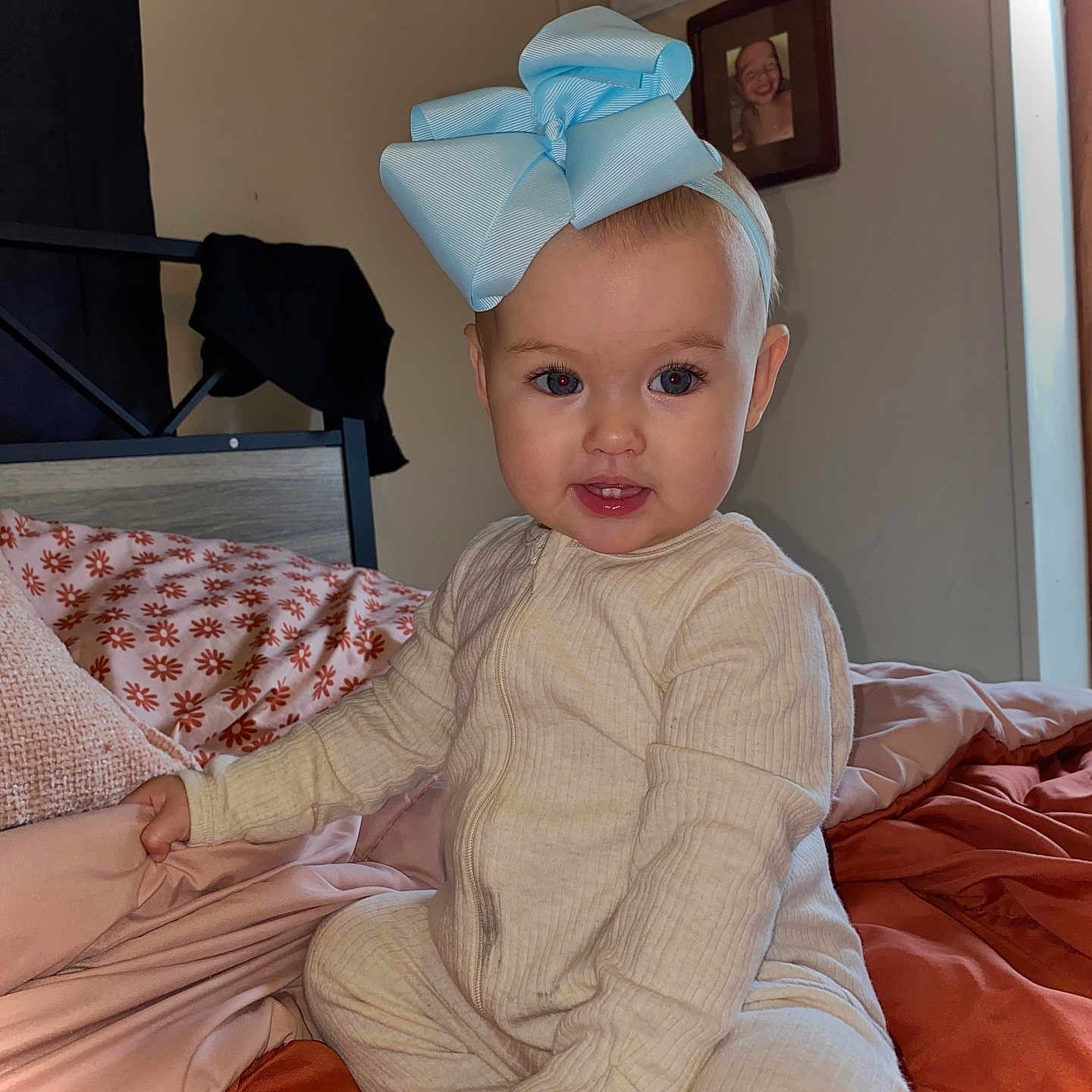 Khelani joined the competition — help win amazing prizes! baby, bed, bedroom, clothing, couch, cushion, face, furniture, hat, head, homedecor, indoors, interiordesign, pants, person, photoframe, photography, portrait, room, sitting