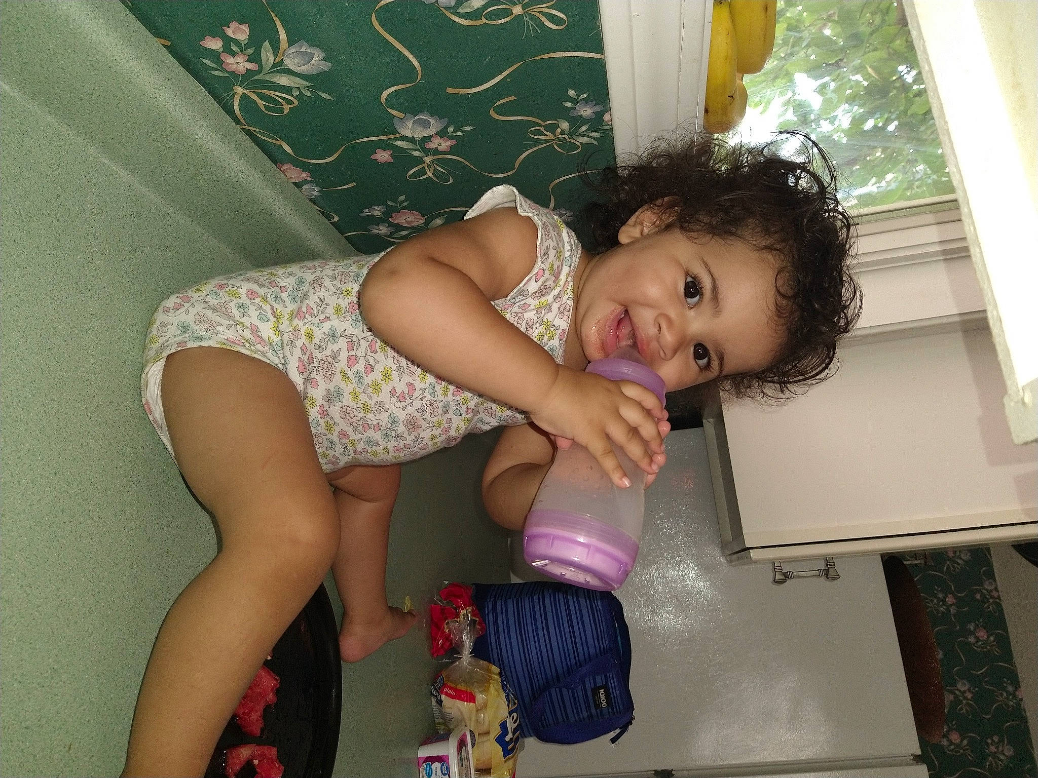 Ahzara joined the competition — help win amazing prizes! abdomen, baby_toddler_clothing, chest, child, eye, flooring, fun, happy, human_leg, knee, long_hair, magenta, person, pink, room, sandal, sitting, skin, thigh, toddler