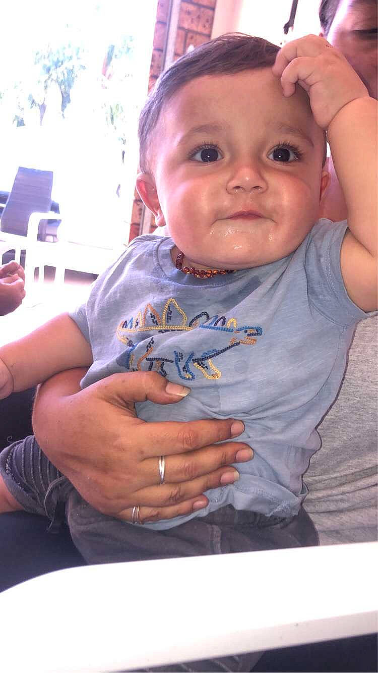 Dasan joined the competition — help win amazing prizes! baby, baby_toddler_clothing, cheek, finger, fun, gesture, grass, hand, happy, iris, leisure, lip, mouth, person, sitting, skin, smile, t_shirt, thumb, toddler