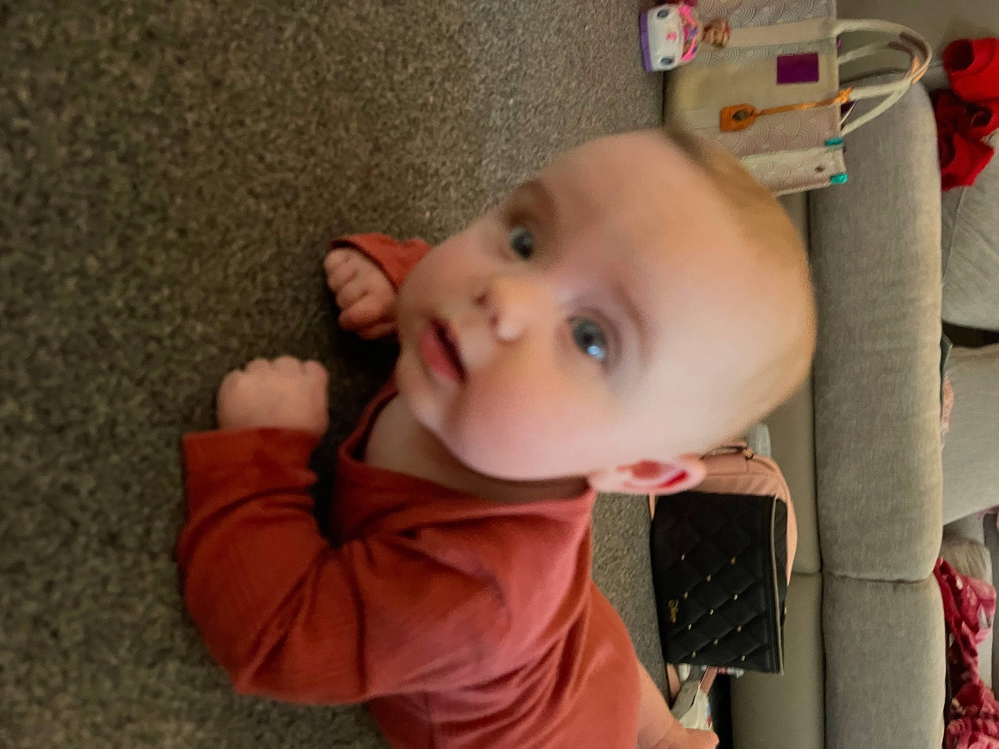 Poppy joined the competition — help win amazing prizes! baby, baby_products, baby_safety, baby_toddler_clothing, baby_toys, cheek, child, eyelash, flooring, fun, happy, iris, nose, person, room, sitting, skin, sleeve, smile, toddler