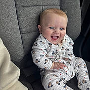 Arlen-Ray joined the competition — help win amazing prizes! baby, child, smiling, blue_eyes, car_seat, onesie, mickey_mouse, clothing, infant, happy, sitting, cute, person, portrait, indoor, seat_belt, fabric, close_up, small_hand, cheerful