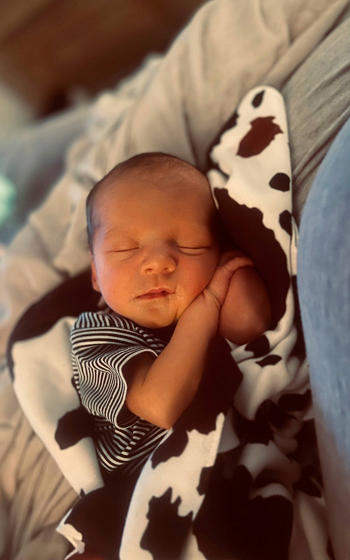 Grayson is registered to the contest to win money with this photo: baby, bed, bedroom, blanket, clothing, couch, cushion, face, furniture, glove, head, homedecor, indoors, newborn, person, photography, portrait, quilt, room, sleeping