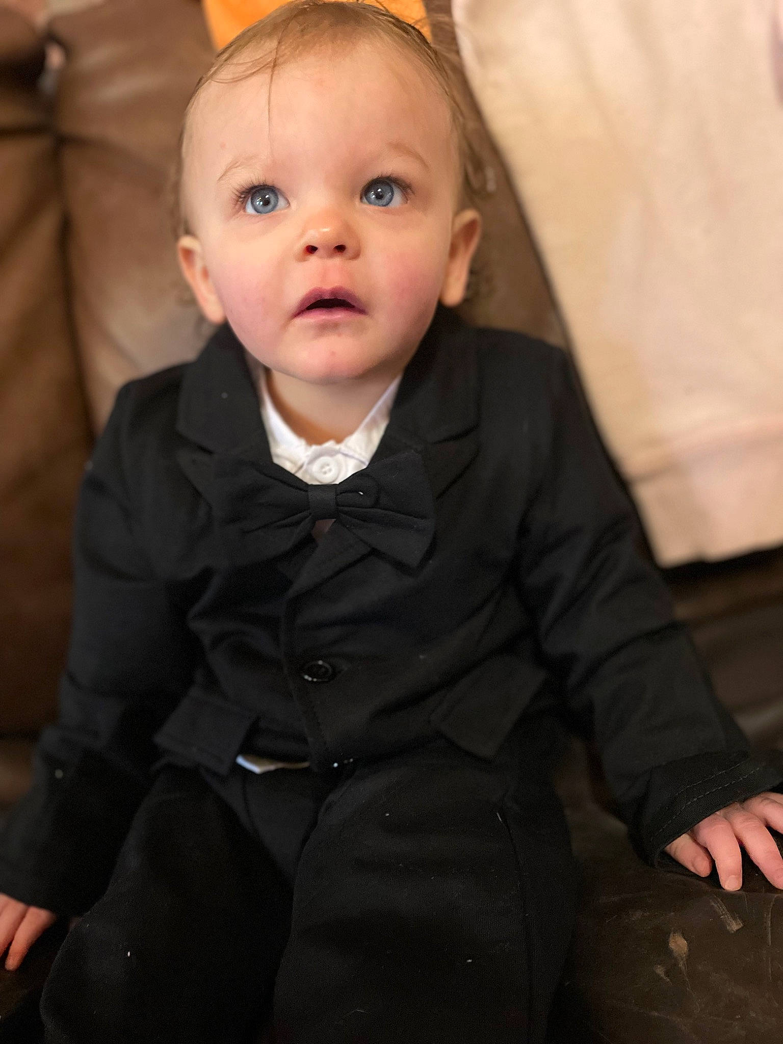 Giovanni joined the competition — help win amazing prizes! baby, baby_toddler_clothing, blazer, blond, cheek, collar, comfort, face, flash_photography, floor, flooring, head, iris, lip, nose, person, skin, sleeve, standing, surprise