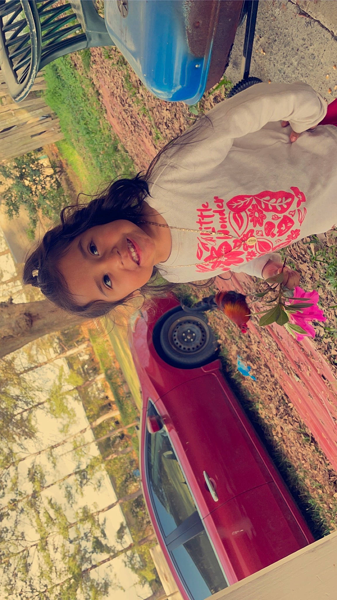 Azalea joined the competition — help win amazing prizes! art, automotive_lighting, beauty, bumper, car, cool, happy, joy, leisure, line, long_hair, magenta, pattern, person, pink, plant, textile, tints_and_shades, tree, vehicle_door