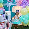 Naslhey joined the competition — help win amazing prizes! child, girl, birthday, birthday_party, balloons, pastel, cake, dress, tulle, smiling, portrait, standing, outdoor, party_decorations, number, lights, gifts, gift_bags, forest, celebration