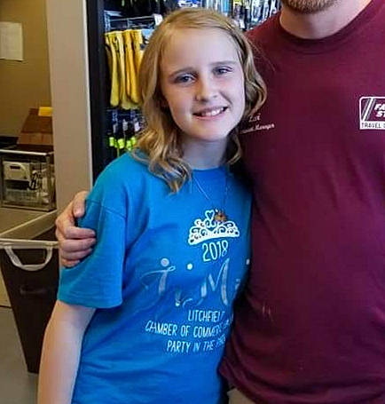 Emma joined the competition — help win amazing prizes! arm, blond, blue, child, chin, clothing, cool, eye, face, facial_expression, fun, head, joy, organ, person, product, shoulder, sleeve, smile, t_shirt