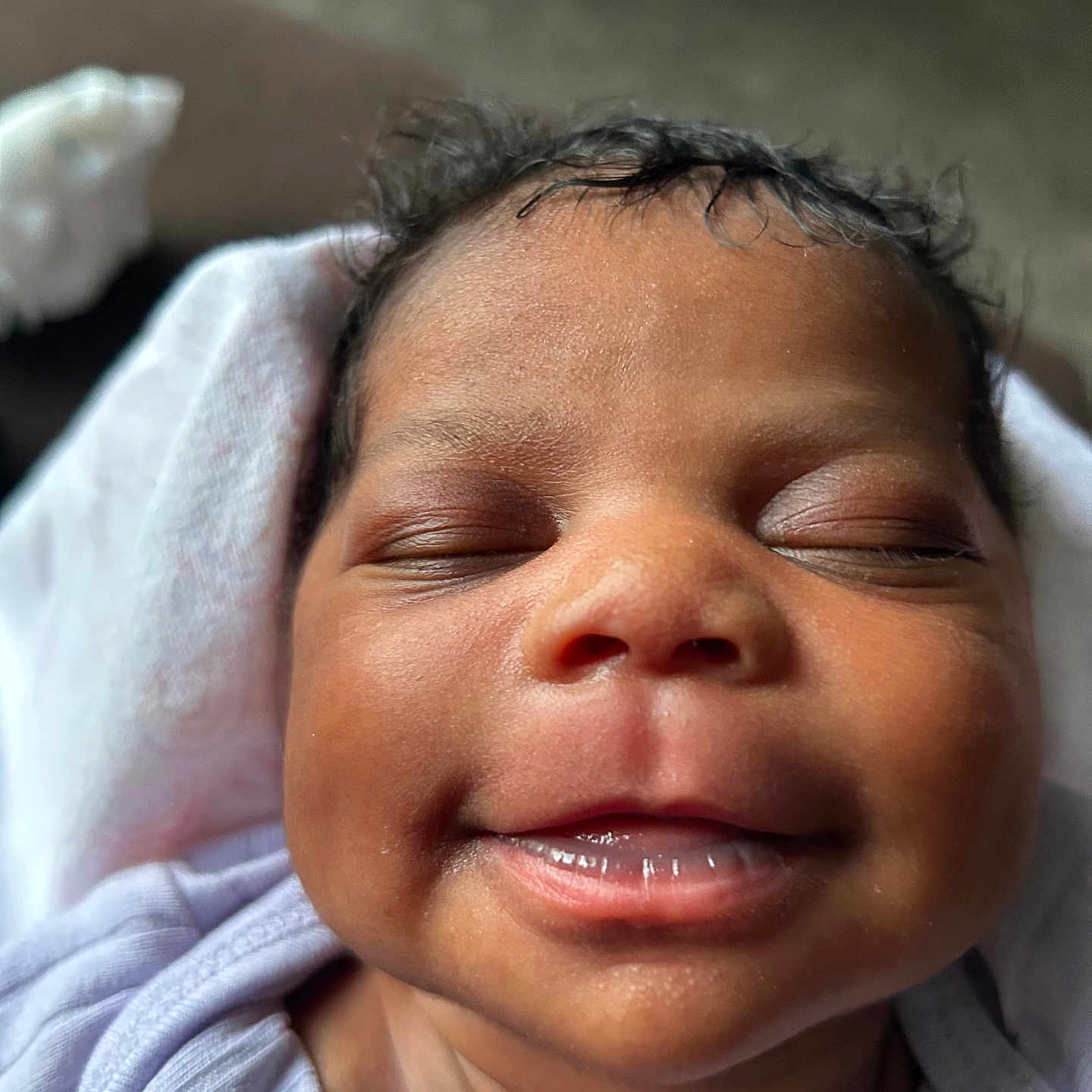 Talor joined the competition — help win amazing prizes! baby, newborn, smiling, face, closeup, infant, sleeping, child, cute, skin, blanket, portrait, peaceful, soft, indoors, head, expression, human, young, toddler