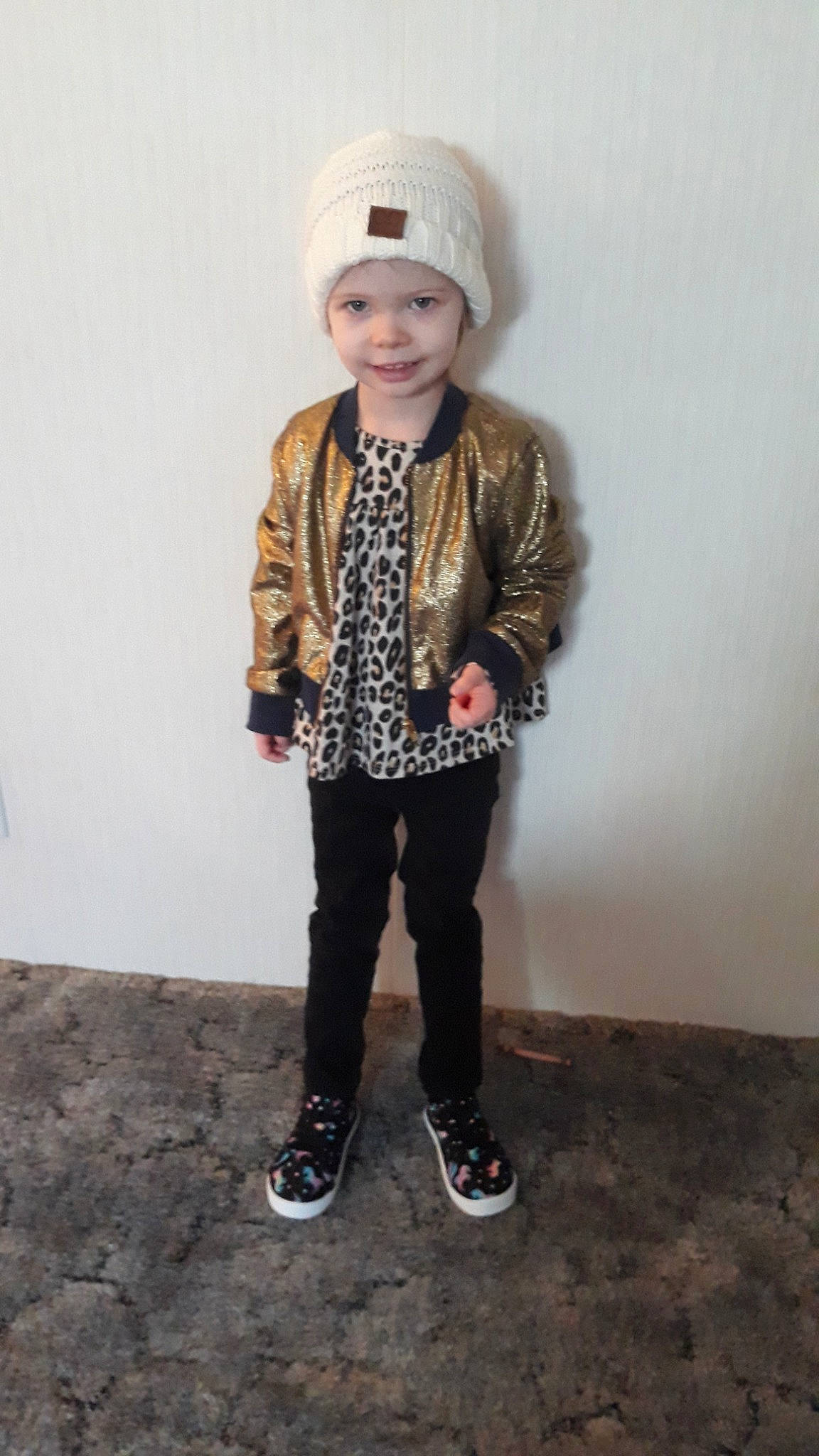 Crimson joined the competition — help win amazing prizes! beanie, cap, child, child_model, clothing, footwear, hat, headgear, headwear, jacket, jeans, joy, knit_cap, outerwear, person, shoe, sleeve, standing, toddler, trousers