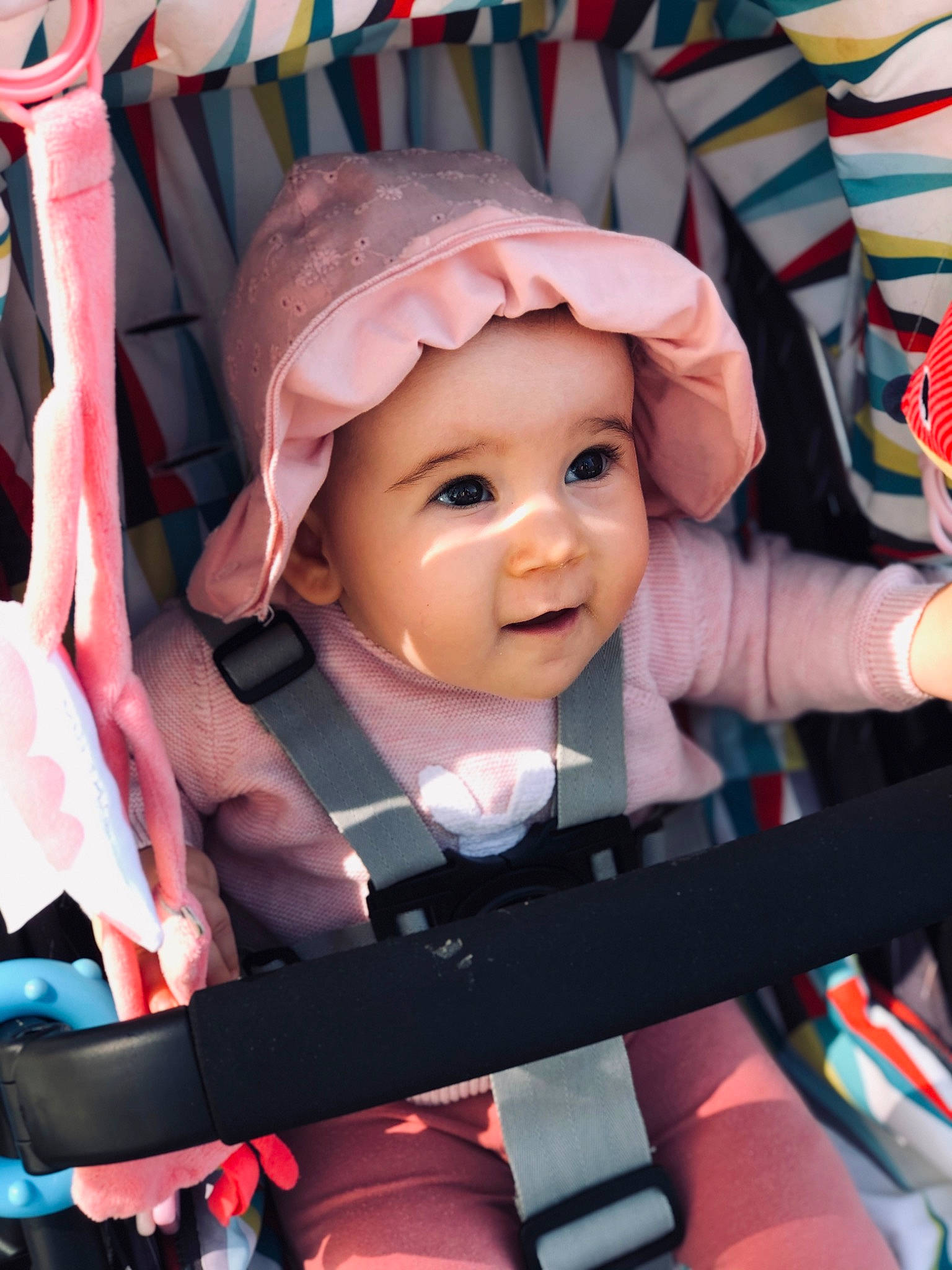 Lucie is registered to the contest to win money with this photo: auto_part, baby, baby_carriage, baby_products, car_seat, child, headwear, person, product, toddler, toy