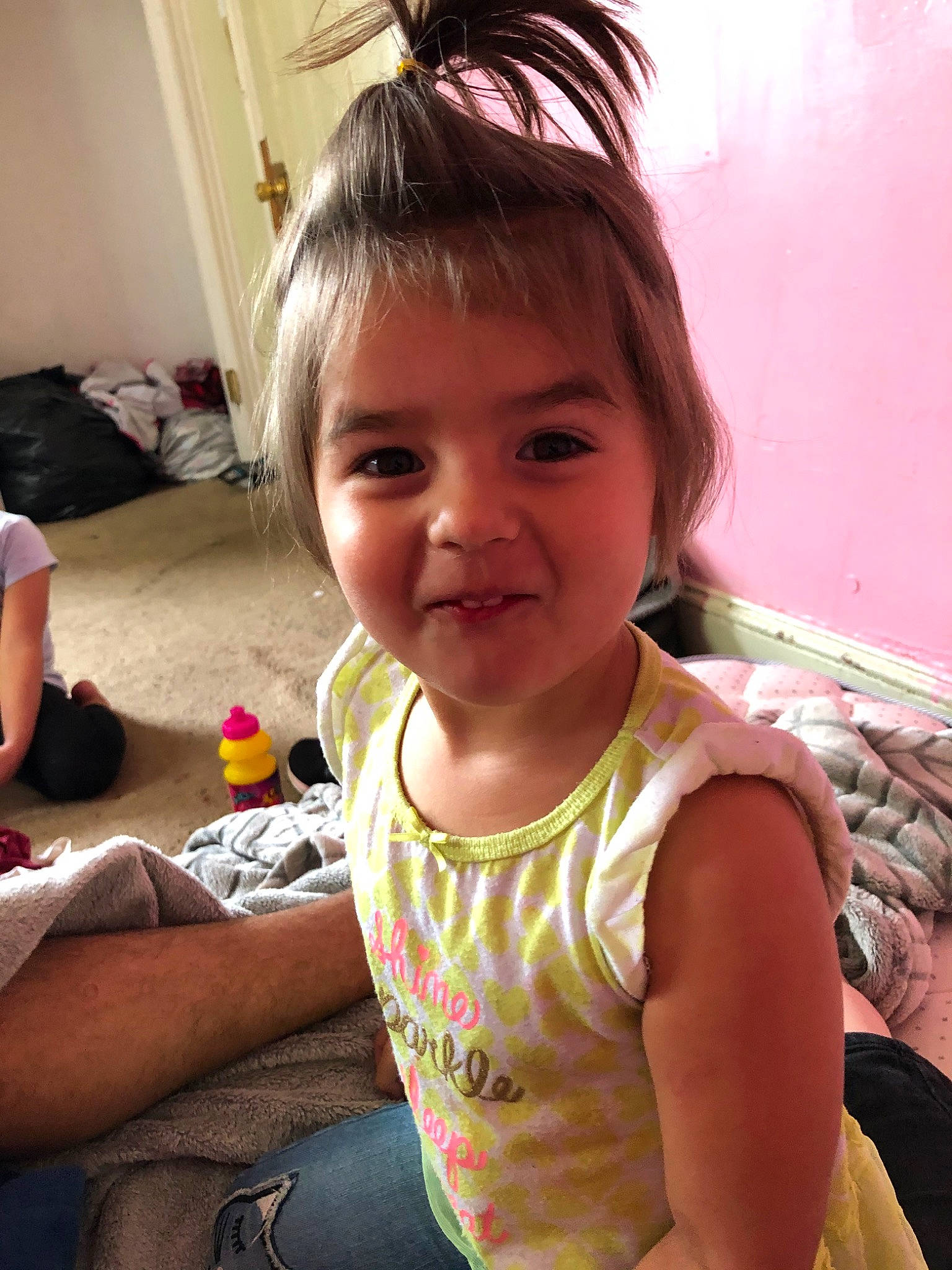 Leila is registered to the contest to win money with this photo: bangs, black_hair, brown_hair, cheek, child, ear, face, forehead, hair, hair_coloring, hairstyle, joy, long_hair, neck, person, skin, smile, toddler