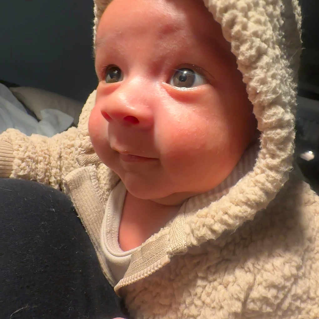 Sebastián Javier joined the competition — help win amazing prizes! adorable, apparel, baby, child, close_up, cozy, curious, cute, expression, face, hand, hoodie, indoor, infant, newborn, portrait, skin, small_fist, soft_lighting, warm_clothing