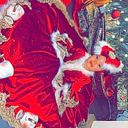 Djeyslie participe au concours pour gagner de l'argent avec cette photo : baby, child, christmas, holiday, red_dress, festive, gift_boxes, christmas_tree, decorations, smiling, indoor, floor, hat, fur_trim, celebration, holiday_outfit, cute, festive_attire, seasonal, joyful