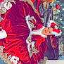 baby, child, christmas, holiday, red_dress, festive, gift_boxes, christmas_tree, decorations, smiling, indoor, floor, hat, fur_trim, celebration, holiday_outfit, cute, festive_attire, seasonal, joyful