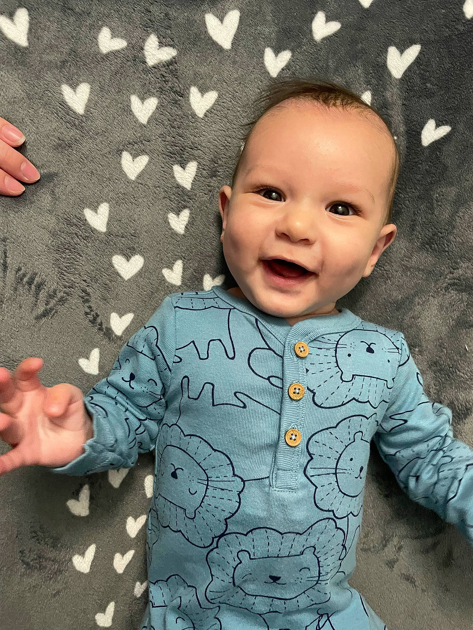 Hendrix joined the competition — help win amazing prizes! baby_toddler_clothing, cheek, chin, eye, face, facial_expression, hairstyle, head, human, human_body, lip, mouth, nose, person, product, skin, sleeve, smile, standing, textile